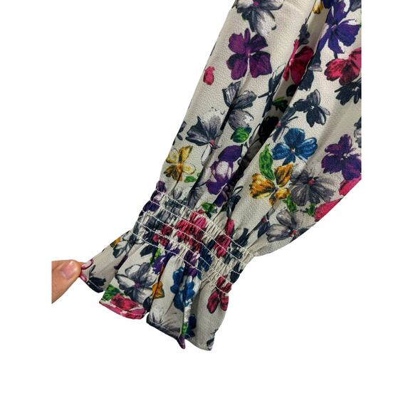 French Connection top floral Alianna drape smocked - Picture 3 of 5